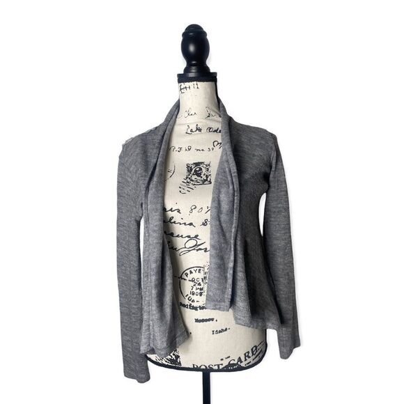 Forever 21 SZ S grey open front cardigan with crochet back - Picture 1 of 4